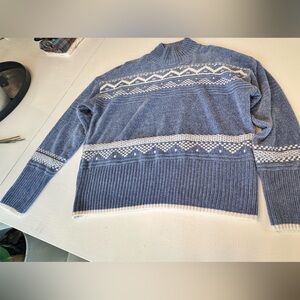 Christian Siriano Nordic Blue and Cream Sweater